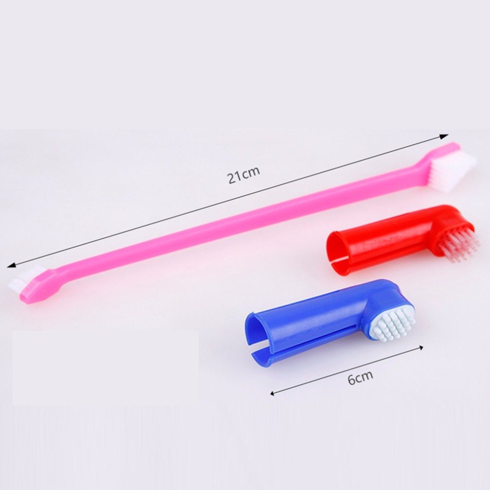 Double Head Toothbrush Soft Pet Finger Toothbrush Set Pets Dogs Cats Teeth Care Cleaning Brush Pets Grooming Tools