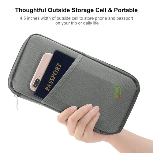 1Pc Travel Passport Wallet 12Cells Ticket ID Credit Card Holder Water Repellent Documents Phone Organizer Zipper Case Business Trip Daily Use