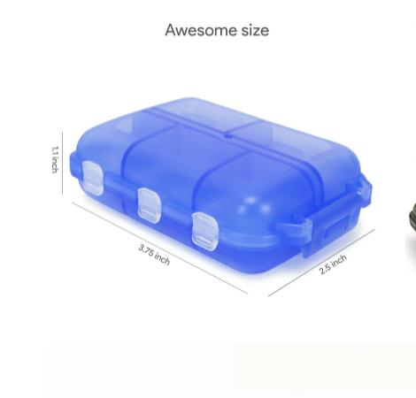 Travel Pill Organizer 10 Grid Moisture Proof Pills Box For Pocket Purse Daily Pill Case Portable Medicine Vitamin Holder Container
