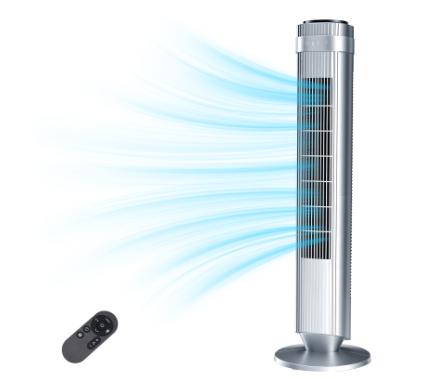 The Bedroom Is Equipped With A Silent Tower-type Fan, A 28-decibel Standing Fan, Intelligent Automatic Mode, And A 64 Swivel Bladeless Cooling Fan