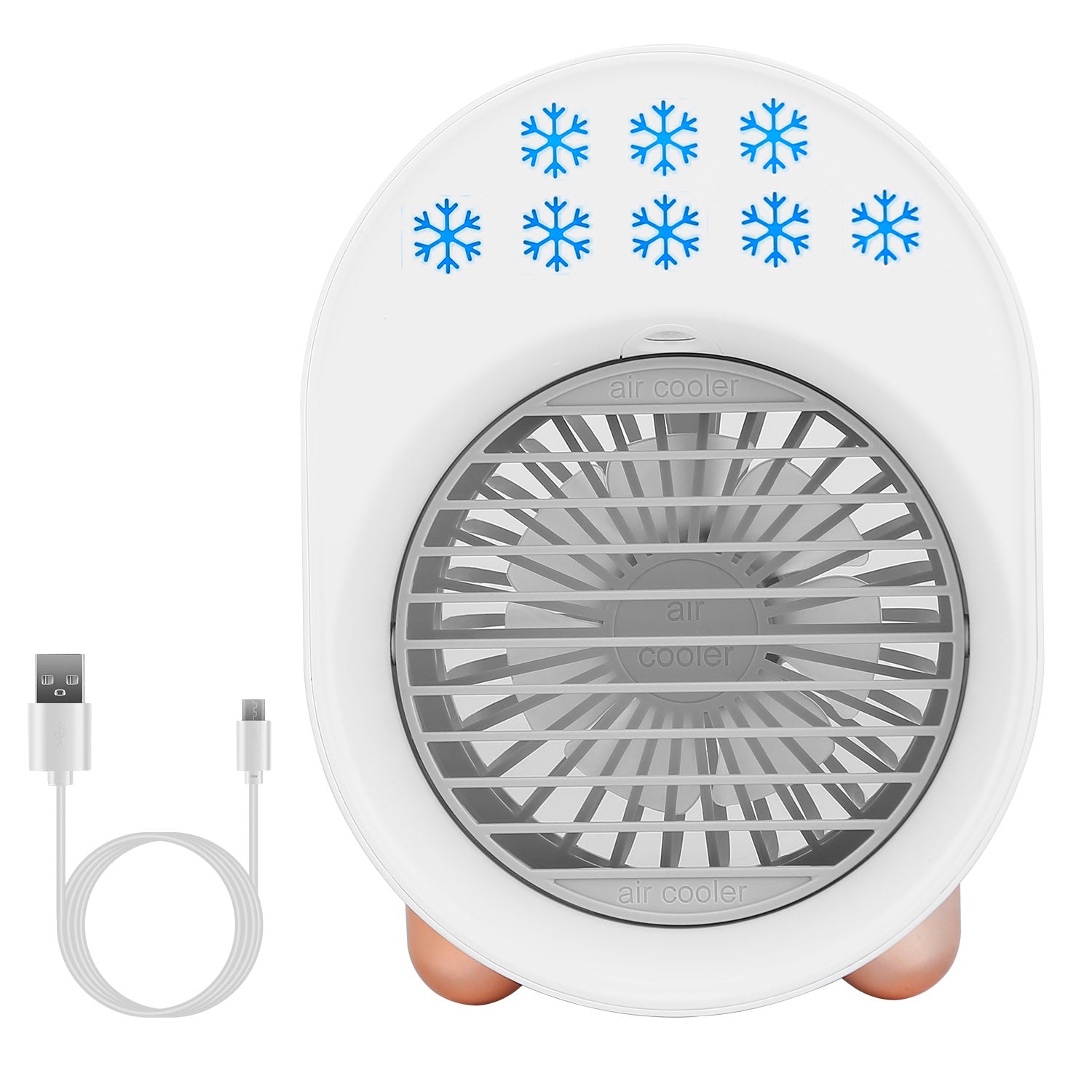 4 In 1 Portable Mini Desktop Air Conditioner Fan Water Mist Cooling Fan USB Rechargeable Humidifier Fan Evaporative Air Cooler 3 Wind Modes Colorful Lights